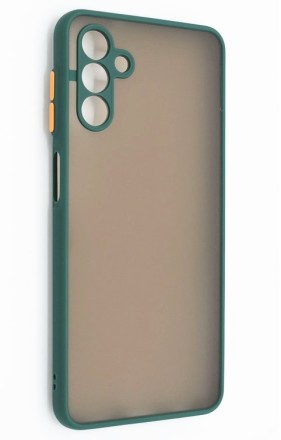 Накладка пластиковая матовая для Samsung Galaxy A04S A047 / Samsung Galaxy A13 5G с силиконовой окантовкой тёмно-зелёная