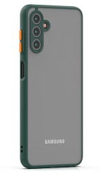 Накладка пластиковая матовая для Samsung Galaxy A04S A047 / Samsung Galaxy A13 5G с силиконовой окантовкой тёмно-зелёная