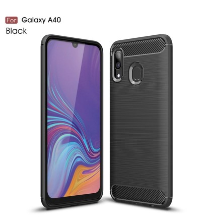 Накладка силиконовая для Samsung Galaxy A40 A405 карбон и сталь черная