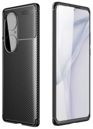 Накладка силиконовая для Huawei P50 Pro под карбон чёрная