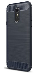 Накладка силиконовая для LG Q7 карбон сталь синяя