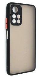 Накладка пластиковая матовая для Xiaomi Redmi Note 11 5G / Note 11T / Poco M4 Pro 5G с силиконовой окантовкой чёрная