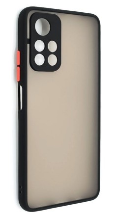 Накладка пластиковая матовая для Poco M4 Pro 5G / Xiaomi Redmi Note 11S 5G с силиконовой окантовкой чёрная