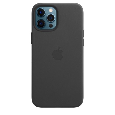 Накладка Apple Leather Case MagSafe для iPhone 12 Pro Max MHKM3ZE/A чёрная