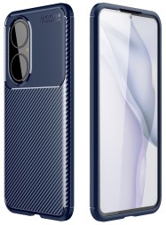Накладка силиконовая для Huawei P50 под карбон синяя