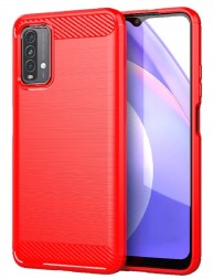 Накладка силиконовая для Xiaomi Redmi 9T карбон сталь красная