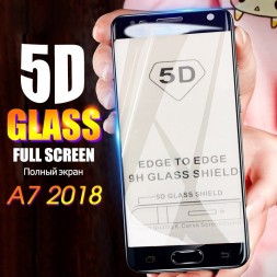 Защитное стекло для Samsung Galaxy A7 (2018) A750 полноэкранное черное 5D