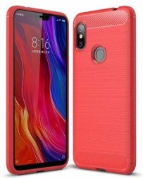 Накладка силиконовая для Xiaomi Redmi Note 6 / Xiaomi Redmi Note 6 Pro карбон сталь красная