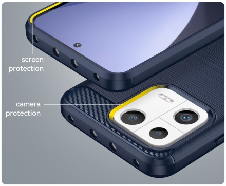 Накладка силиконовая для Xiaomi 13 карбон сталь синяя