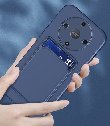 Накладка силиконовая Soft Touch для Honor X9a / Honor Magic5 Lite 5G с кардхолдером синяя