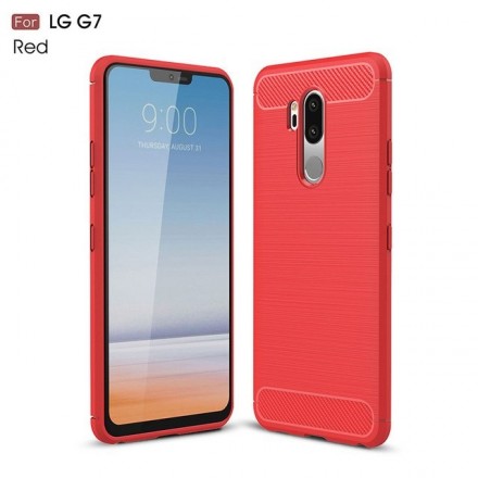 Накладка силиконовая для LG G7 ThinQ карбон сталь красная