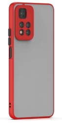 Накладка пластиковая матовая для Poco M4 Pro 5G / Xiaomi Redmi Note 11S 5G с силиконовой окантовкой красная