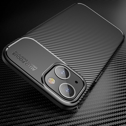 Накладка силиконовая для iPhone 14 под карбон черная