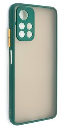 Накладка пластиковая матовая для Xiaomi Poco M4 Pro 5G с силиконовой окантовкой тёмно-зелёная