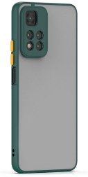 Накладка пластиковая матовая для Poco M4 Pro 5G / Xiaomi Redmi Note 11S 5G с силиконовой окантовкой тёмно-зелёная