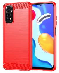 Накладка силиконовая для Xiaomi Redmi Note 11 / 11S карбон сталь красная 