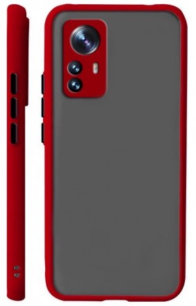Накладка пластиковая матовая для Xiaomi 12 / Xiaomi 12X / Xiaomi 12S с силиконовой окантовкой красная