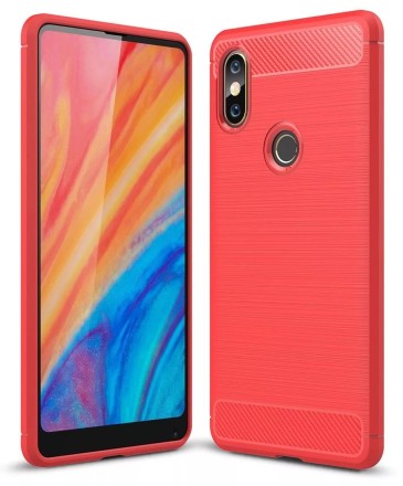 Накладка силиконовая для Xiaomi Mi Mix 2S карбон сталь красная