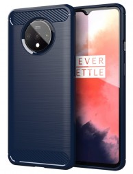 Накладка силиконовая для OnePlus 7T карбон сталь синяя