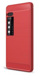 Накладка силиконовая для Meizu Pro 7 Plus карбон сталь красная