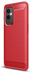 Накладка силиконовая для OnePlus 9 карбон сталь красная