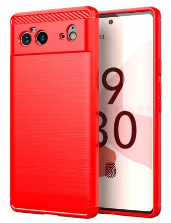 Накладка силиконовая для Google Pixel 6 карбон сталь красная