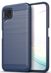 Накладка силиконовая для Huawei P40 Lite карбон сталь синяя