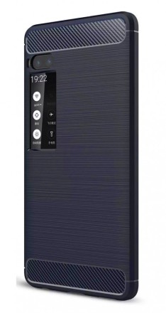Накладка силиконовая для Meizu Pro 7 Plus карбон сталь синяя
