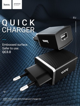 Сетевое зарядное устройство HOCO C42A Quick Charge черное