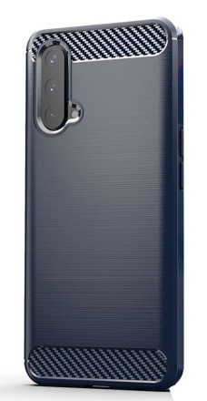 Накладка силиконовая для OnePlus Nord CE 5G карбон сталь синяя