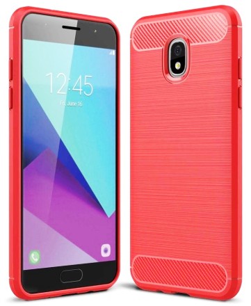 Накладка силиконовая для Samsung Galaxy J3 (2018) J337 карбон сталь красная