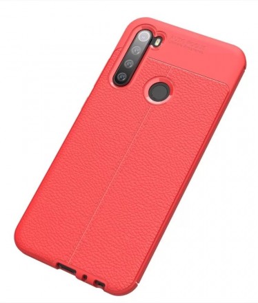 Накладка силиконовая для Xiaomi Redmi Note 8 / Xiaomi Redmi Note 8 (2021) под кожу красная