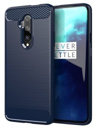Накладка силиконовая для OnePlus 7T Pro карбон сталь синяя