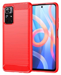 Накладка силиконовая для Xiaomi Redmi Note 11 5G / Note 11T / Poco M4 Pro 5G карбон сталь красная