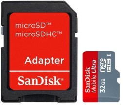 Карта памяти SANDISK Micro SD Ultra 32Gb Class 10 с адаптером SD