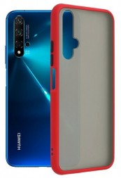 Накладка пластиковая матовая для Huawei Nova 5T / Honor 20 с силиконовой окантовкой красная