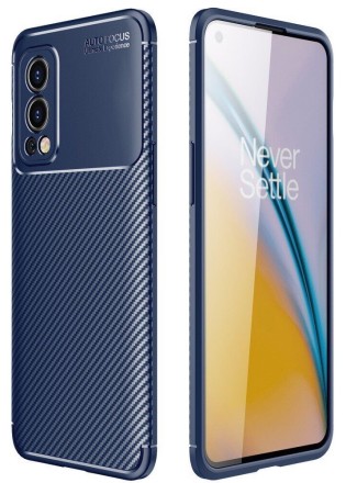 Накладка силиконовая для OnePlus Nord 2 5G под карбон синяя