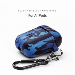Чехол силиконовый для Apple Air Pods синий камуфляж