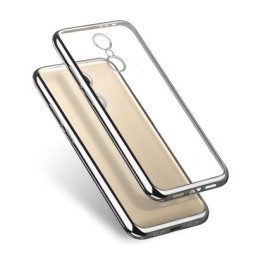 Накладка силиконовая KissWill для Xiaomi Redmi Note 4 прозрачная с серебристой окантовкой