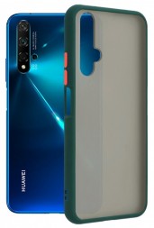 Накладка пластиковая матовая для Huawei Nova 5T / Honor 20 с силиконовой окантовкой зелёная