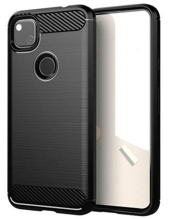 Накладка силиконовая для Google Pixel 4A 4G карбон сталь чёрная