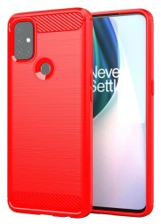 Накладка силиконовая для OnePlus Nord N10 5G карбон сталь красная