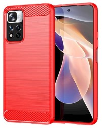 Накладка силиконовая для Xiaomi Redmi Note 11 Pro Plus 5G (Xiaomi Redmi Note 11 Pro+ 5G) карбон сталь красная