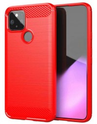 Накладка силиконовая для Google Pixel 4A 5G карбон сталь красная