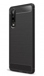 Накладка силиконовая для Huawei P30 карбон сталь черная