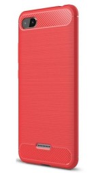 Накладка силиконовая для Xiaomi Redmi 6A карбон сталь красная