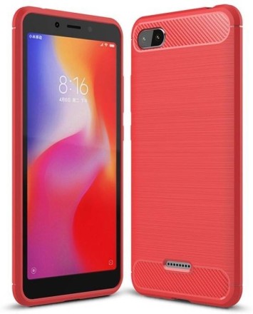 Накладка силиконовая для Xiaomi Redmi 6A карбон сталь красная