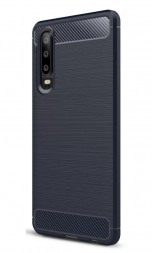 Накладка силиконовая для Huawei P30 карбон сталь синяя