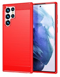Накладка силиконовая для Samsung Galaxy S22 Ultra S908 карбон сталь красная