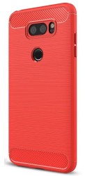 Накладка силиконовая для LG V30 карбон сталь красная
